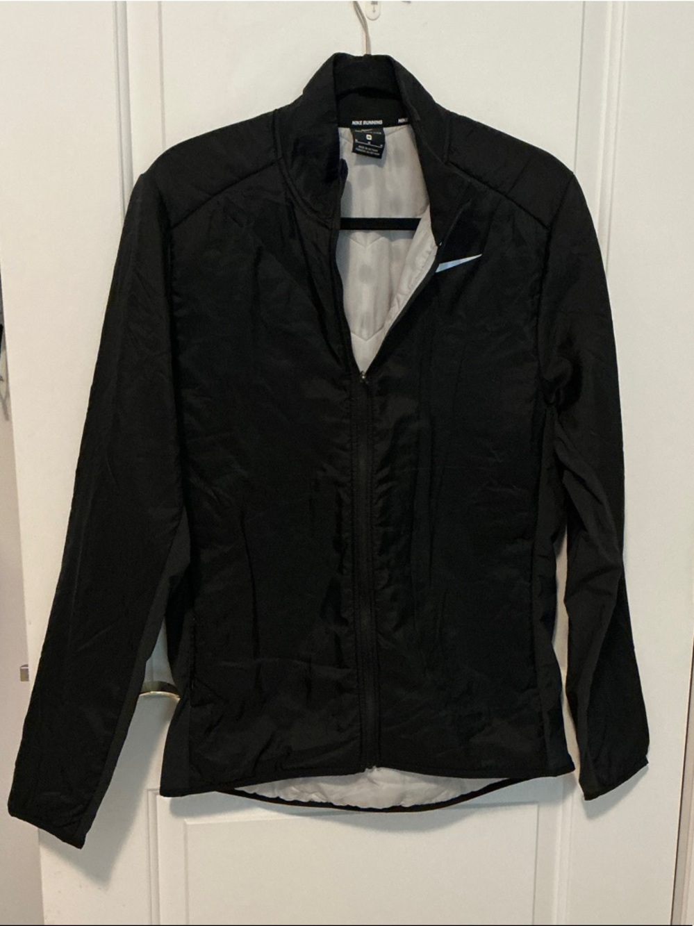 Nike Running Aerolayer Black Jacket with Light Gray Swoosh